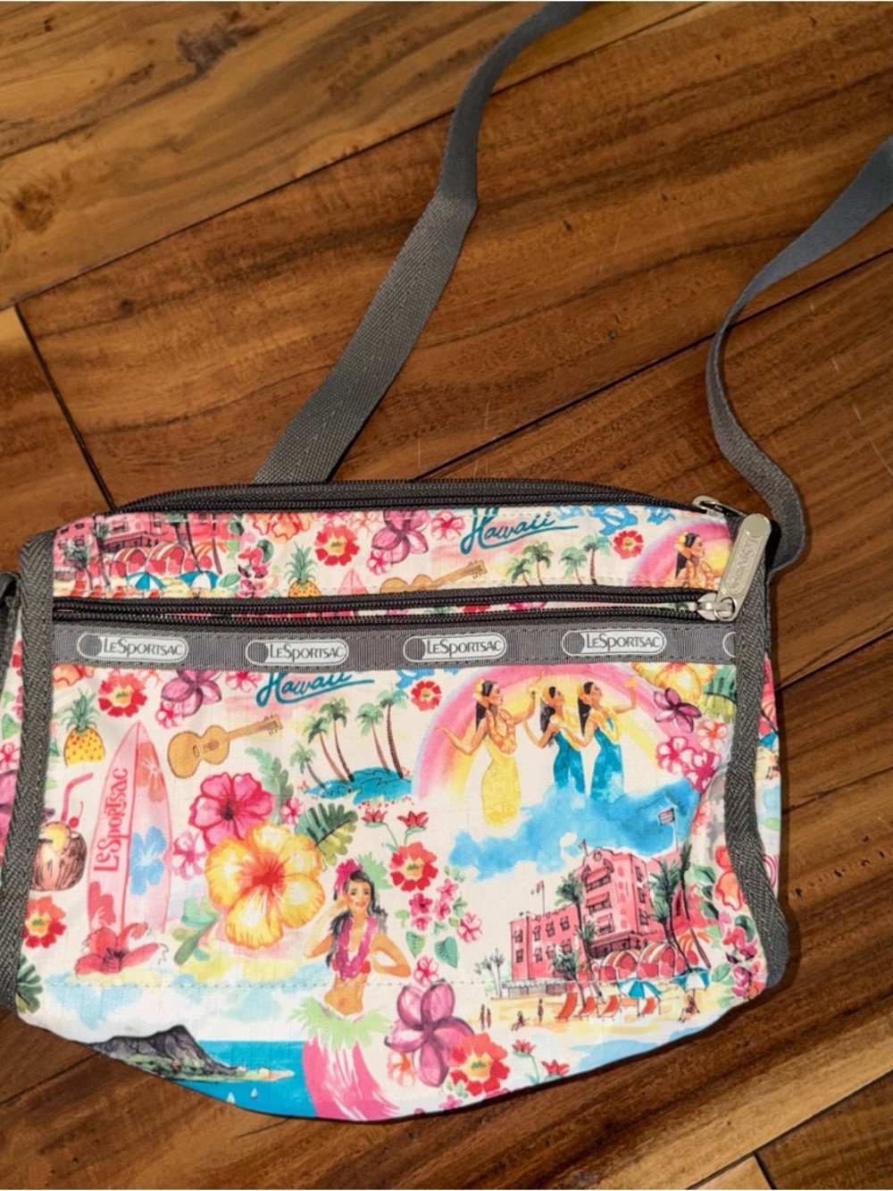 LeSportsac Pink Multicolor Hawaii Print Crossbody Bag